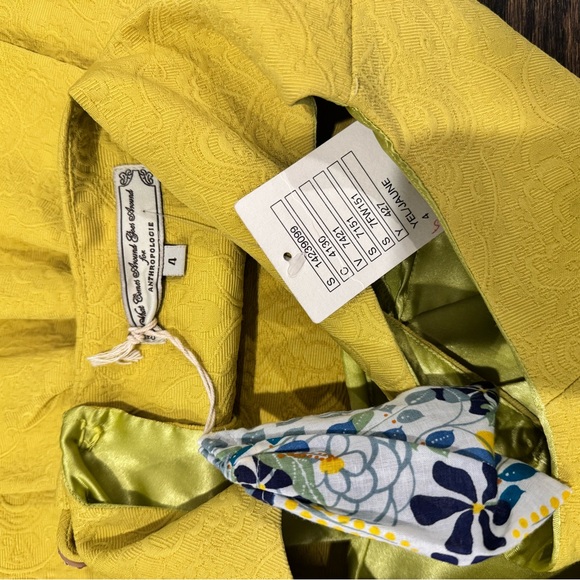 Anthropologie Yellow Textured Midi Dress - Brand: What comes around goes around - Picture 3 of 4